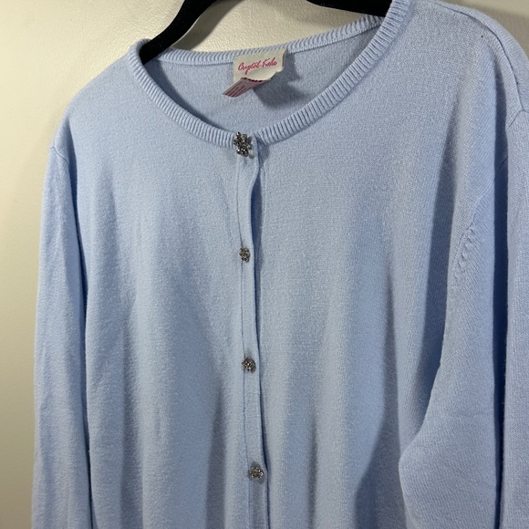Crystal Kobe Sky Blue Women's Cardigan 2x Floral Gem Buttons - Picture 2 of 7